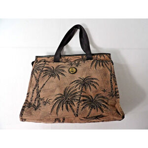 Vintage Tapestry Ciao Travel Bag Canvas Palm Tree Zip Top Double Handles Island